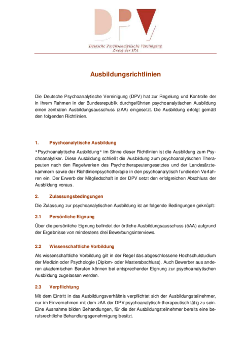 DPV Ausbildungsrichtlinien