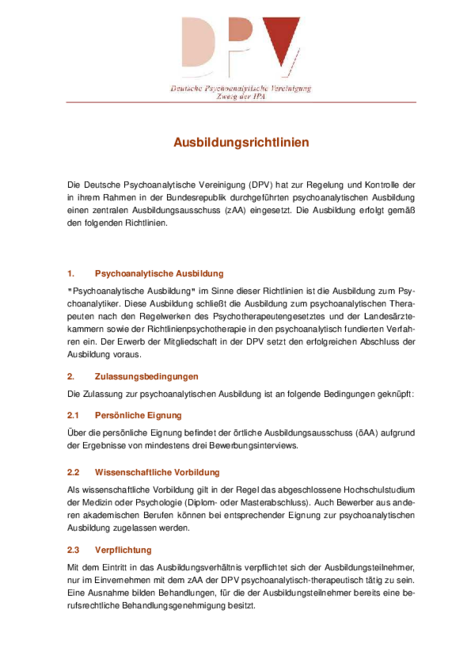 DPV Ausbildungsrichtlinien